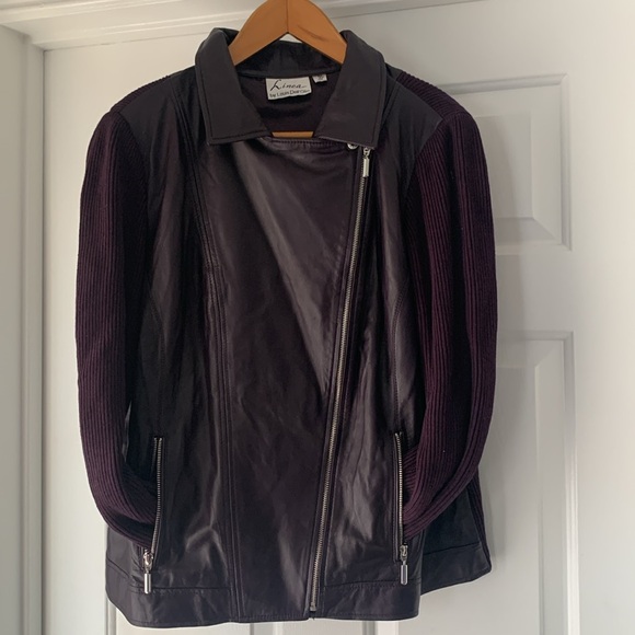 Linea by Louis Dell’ Olio Purple Jacket Leather Jacket - Picture 5 of 16